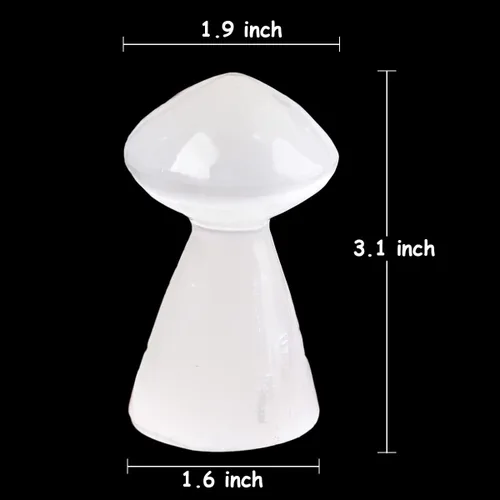 Vista 3 de JIC Gem Lámpara de selenita USB con forma de hongo blanco, pequeña lámpara de cristal de selenita de 3,1 pulgadas con base de soporte de luz