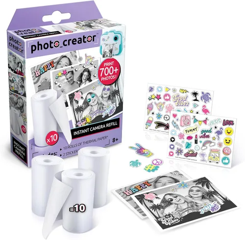 Vista 11 de Photo Creator - Cámara instantánea 3 en 1 para niños, color rosa; cámara, impresora instantánea y cabina de fotos con divertidos marcos y filtros