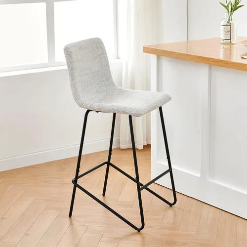 Vista 4 de Watson & Whitely Taburetes de bar, taburete de bar tapizado de tela con espalda, blanco (multicolor)