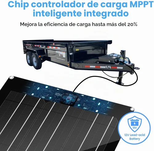 Vista 3 de Cargador de Batería Solar y Mantenedor, Kit de Panel Solar Zuomeng de 15W para Remolque de Volcado con Pulso de Mantenimiento Integrado