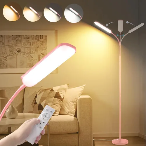 Vista 11 de marctronic Lámpara de pie LED gris, 18W 1800LM Lámparas de pie brillantes con control remoto y funciona con enchufe inteligente, luz de lectura Gris
