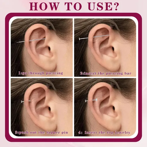 Vista 4 de Herramienta de Agarre de Bola Cónica para Perforación para Reemplazo de Joyería - Herramienta Aplicadora de Aretes de Acero Inoxidable con Parte
