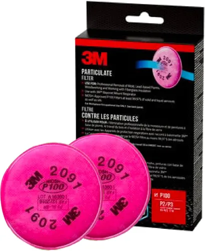 Vista 6 de 3M Filtro respirador 2091 6000 Series NIOSH aprobado 2091 P100, 2/Pack