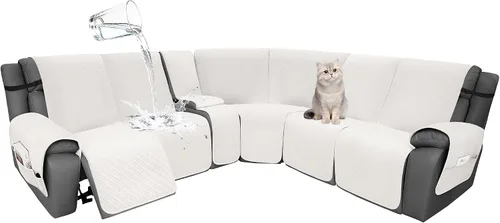 Vista 24 de Fundas de terciopelo 10% impermeables para sofá modular reclinable en forma de L, 1 pieza, fundas acolchadas para sofá reclinable esquinero, juego