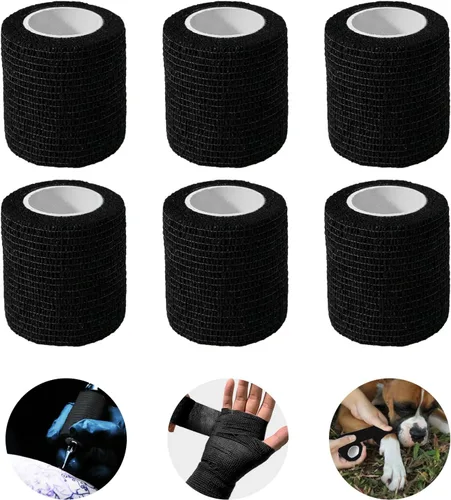 Vista 7 de RISEN Vendaje Cohesivo 2" x 5 Yardas, 6 Rollos, Vendaje Autoadherente Cinta Médica, Gasa de Primeros Auxilios Adhesiva Flexible Transpirable Ideal