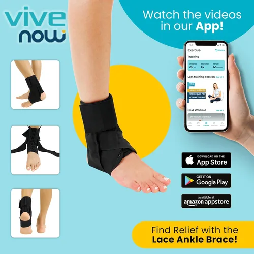 Vista 7 de Vive Tobillera con cordones, para hombres y mujeres, manga de compresión estabilizadora de soporte de pie, esguince ajustable, inmovilizador