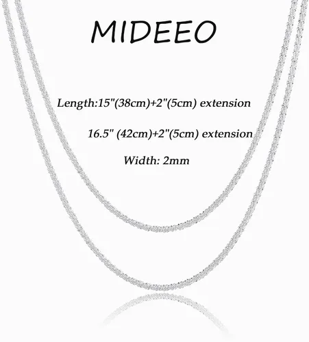 Vista 6 de MIDEEO Collar en capas de oro para mujer, chapado en oro de 14 quilates, cadena en capas, cuerda trenzada brillante, cadena de serpiente simple