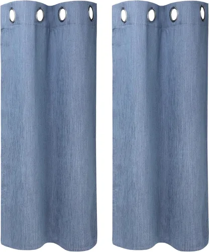 Vista 10 de PiccoCasa Cortinas opacas texturizadas con aspecto de lino para cocina, 2 paneles, reducción de ruido y aislamiento para oscurecer la habitación
