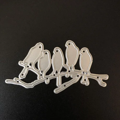 Vista 5 de Troqueles de corte de metal para hacer tarjetas, 5 pequeños pájaros en ramas, plantillas de corte para manualidades, álbumes de recortes, álbum