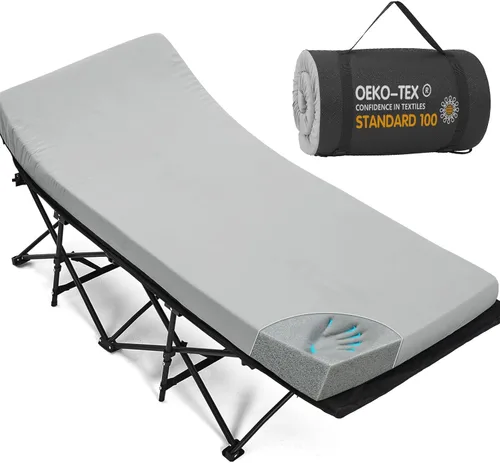 Vista 11 de CYMULA Colchón para Catre de Campamento de 2 pulgadas, Almohadilla para Dormir de Espuma Viscoelástica, Suave, Cálido, Antideslizante, Cubrecolchón