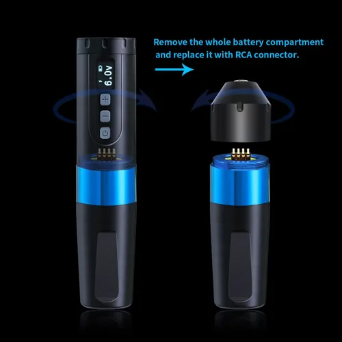 Vista 2 de BRONC Máquina de tatuaje V2 Rotary Pen Style Supply Motor sin núcleo 2,000mAh Batería de energía (azul)