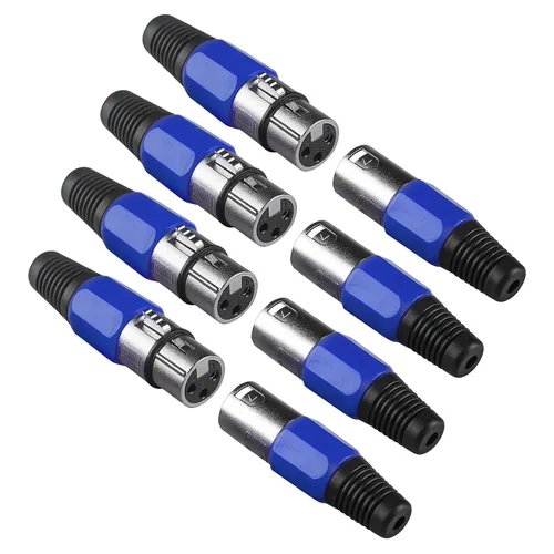 Vista 10 de MAD OWL Paquete de 4 conectores XLR de 3 pines – Cannon XLR DMX hembra macho adaptador, montaje en panel, conector de cable de micrófono para luz