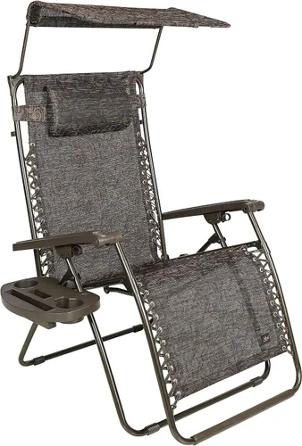 Vista 9 de Bliss Hammocks - Silla de gravedad cero con toldo y bandeja lateral, Jacquard café
