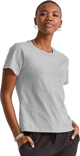 Vista 5 de Hanes Camiseta de algodón original para mujer, camiseta clásica con cuello redondo, talla grande disponible