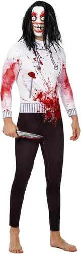 Vista 2 de Disfraz de Jeff el asesino, disfraces de Halloween aterradores para hombres y mujeres, incluye máscara de Jeff el asesino, cuchillo sangriento