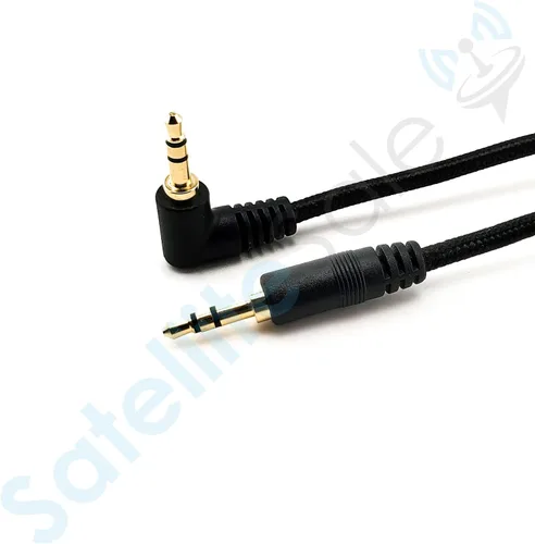 Vista 6 de SatelliteSale Conector de audio auxiliar de 0.138 in en ángulo recto macho a macho, cable auxiliar estéreo digital, cable universal, cable de nailon