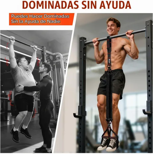 Vista 3 de Bandas de asistencia para dominadas, bandas de resistencia resistentes con asas, banda de ejercicio con anclaje de puerta, juego de bandas