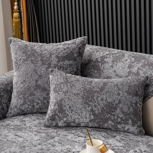 Vista 16 de vctops Funda de lujo de felpa en relieve para sofá, funda antideslizante de jacquard para sofá seccional, súper suave, protector de muebles para Azul