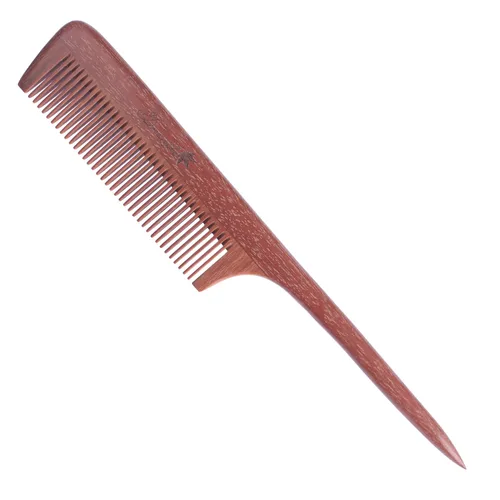 Vista 14 de Breezelike Peines para el cabello – Peine de cola de madera de dientes finos – Peine de madera de corazón morado sin estática con dientes de cuerno