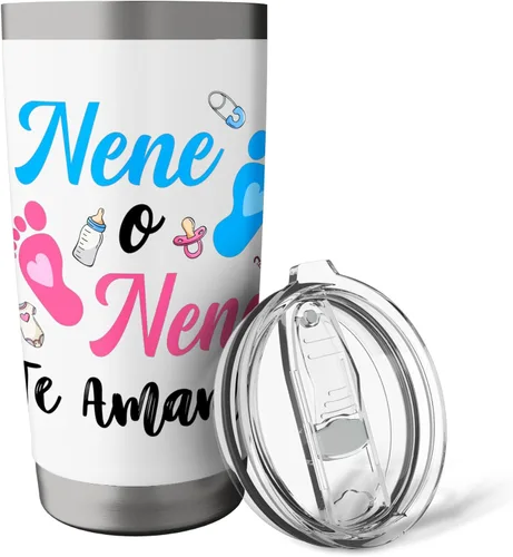 Vista 5 de Vaso aislado de acero inoxidable mexicano a juego Nene o Nena Te Amamos Blanco