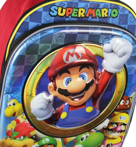 Vista 3 de Nintendo Super Mario Bros All Over Character - Mochila iridiscente moldeada de 16 pulgadas, Multi color, talla única