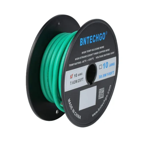 Vista 15 de BNTECHGO Carrete de alambre de silicona calibre 10 de 25 pies, alambre de cobre estañado trenzado de 10 AWG, color azul flexible