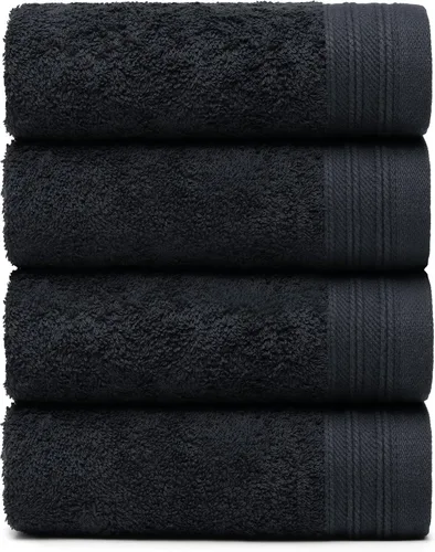 Vista 45 de Juego Premium de Toallas de 16 Toallas de Mano de 18" x 30" Color: Negro 100% Algodón 16 Toallas de Mano Ultra Suaves y Altamente Absorbentes
