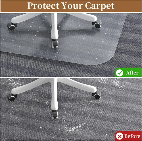 Vista 2 de Tapete para silla de oficina de 36 x 48 x 0.09 pulgadas para alfombra, tapete para silla de escritorio para suelos de alfombra con tachuelas