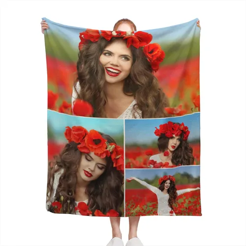 Vista 14 de Mantas personalizadas con fotos, manta personalizada de collage de fotos, manta personalizada para parejas, con mis propias fotos, regalos de Foto 1