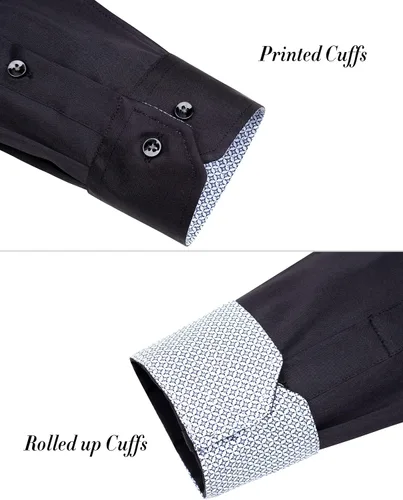 Vista 4 de J.VER Camisa de vestir de manga larga para hombre, estilo informal, elástica, sin arrugas, ajuste regular, abotonada