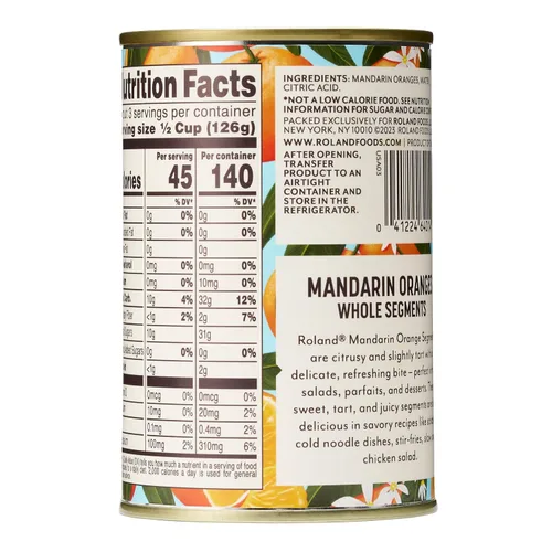 Vista 3 de Roland Foods Fancy - Segmentos enteros de naranja mandarina en agua, lata de 14 onzas, paquete de 1