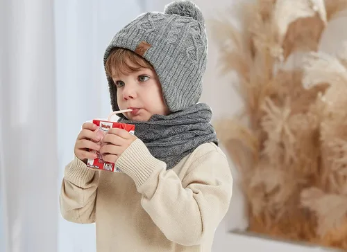 Vista 2 de Moon Kitty Conjunto de gorro y bufanda de invierno para niños pequeños