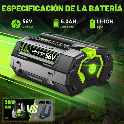 Vista 2 de VANON Reemplazo de 5.0Ah 56V para batería EGO 56V BA1400T BA2800T BA5600T