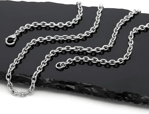 Vista 3 de Stainless Steel Rolo Cable Chain Necklace 2.3 mm 36 in for Men and Women