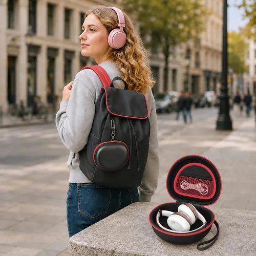 Vista 9 de Funda para auriculares compatible con Mpow 059, Beats Studio3, Beats Solo3, Solo2, Picun P26, para Elecder i39 y más, auriculares inalámbricos Negro