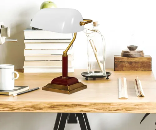 Vista 3 de VOSAREA Cubierta de lámpara de mesa retro de plástico blanco reemplazo para lámpara de escritorio de banqueros vintage