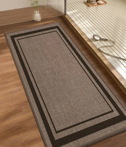 Vista 72 de chakme Juego de 2 alfombras de baño ultrafinas, absorbentes, antideslizantes, lavables a máquina, color beige oscuro, 17 x 24 pulgadas + tapete