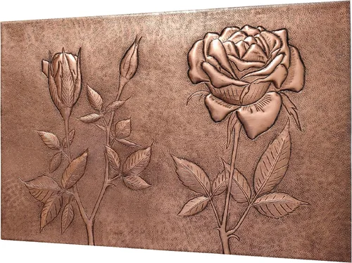 Vista 3 de Kitchen Backsplash, Rose Flowers Copper Backsplash, Custom Copper Backsplash Panel, Handmade Copper Backsplash Tile, Indoor Outdoor Wall Decor