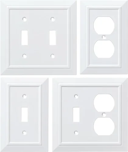 Vista 8 de Franklin Placa de pared/placa para interruptores/funda, simple, de arquitectura clásica, de bronce, Blanco, W35242-PW-C