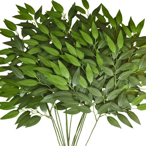 Vista 10 de 40 tallos italianos ruscus a granel para centros de mesa de relleno, 18 pulgadas, hojas de vegetación de seda artificial para ramo
