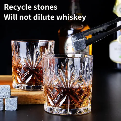 Vista 4 de Juego de 2 vasos de whisky de 11 onzas, vasos de vidrio de estilo antiguo, vasos de whisky whisky, vasos de whisky escocés para coñac, cóctel, ron