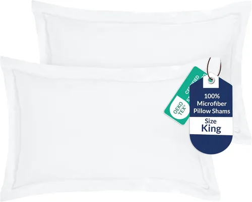 Vista 18 de Royale Linens Paquete de 2 fundas de almohada de tamaño estándar de 20 x 26 pulgadas, microfibra cepillada, fundas de almohada de cama, resistentes