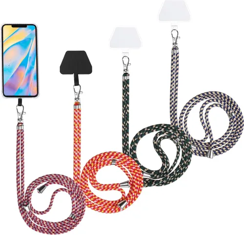 Vista 14 de Weewooday 4 piezas de cordón para teléfono con correa cruzada universal para teléfono celular, cordón para el cuello con parche para mujeres, Negro