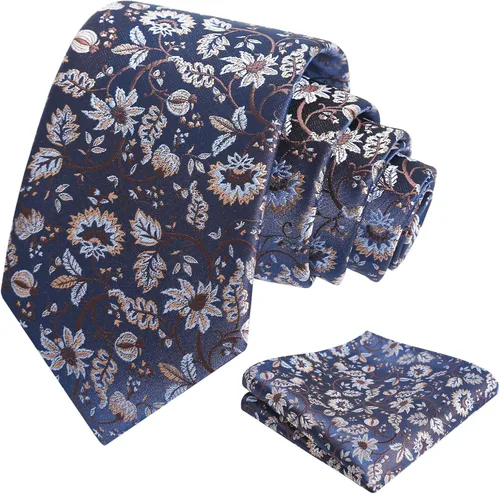 Vista 53 de Alizeal Mens 3.15inches Leaf Flower Pattern Tie with Floral Pocket Square Set