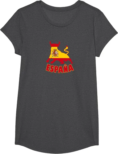 Vista 56 de Spain Espana with Bull and National Flag/Present T-Shirt Asphalt Grey