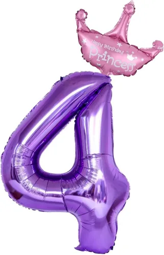 Vista 11 de Globos morados del número 1 de 40 pulgadas con corona de princesa, globos de helio de aluminio número 1, decoraciones de fiesta de primer cumpleaños