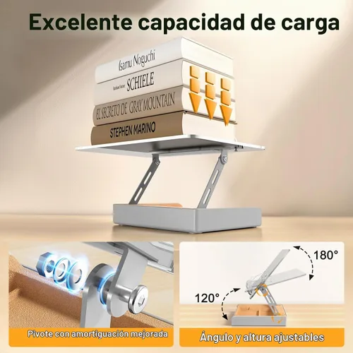 Vista 6 de Soporte para libros con almacenamiento, soporte para libros para lectura con manos libres, soporte de madera para libros de cocina para encimera