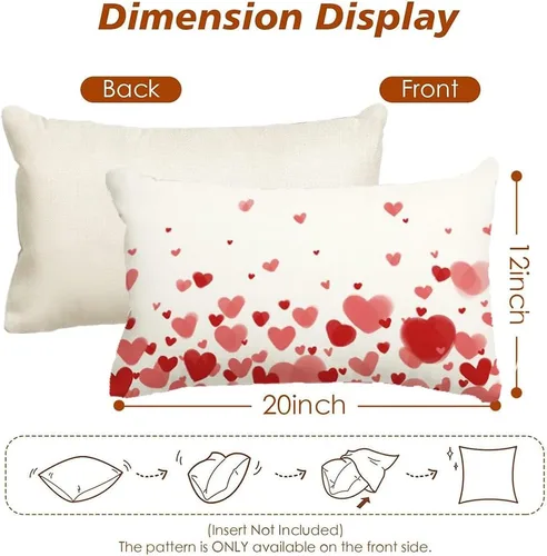 Vista 6 de RABUSOFA Fundas de almohada de San Valentín de 12 x 20 pulgadas, decoración del día de San Valentín, fundas de cojín lumbar, fundas de cojín lumbar