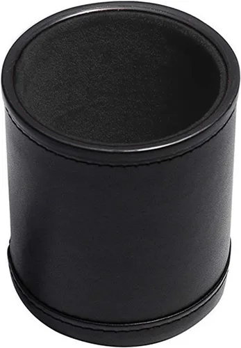 Vista 3 de Cyber-Deals Juego de dados de cuero sintético negro con forro de fieltro negro con póker blanco (Clubs Ace) y dados de pip en bolsa