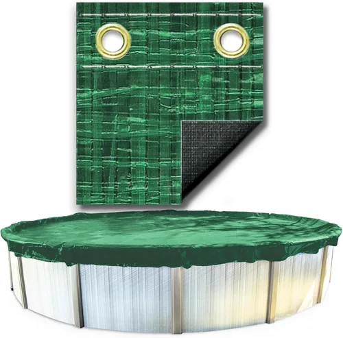 Vista 11 de Swimline Hydrotools Supreme Guard - Cubierta resistente de invierno, de 15 pies, de color verde/negro y con cabrestante y cable, para piscinas